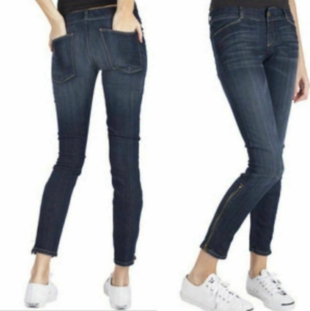 Current/Elliott Cropped Legging Long Zip skinny jeans 27 4 blue denim mid rise
